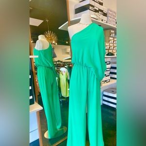 Shoefly Green One Shoulder Jumpsuit